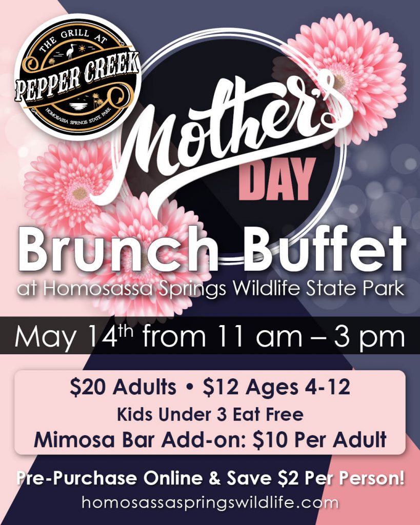 Mother's Day Brunch Buffet 2023 Homosassa Springs Wildlife Adventures