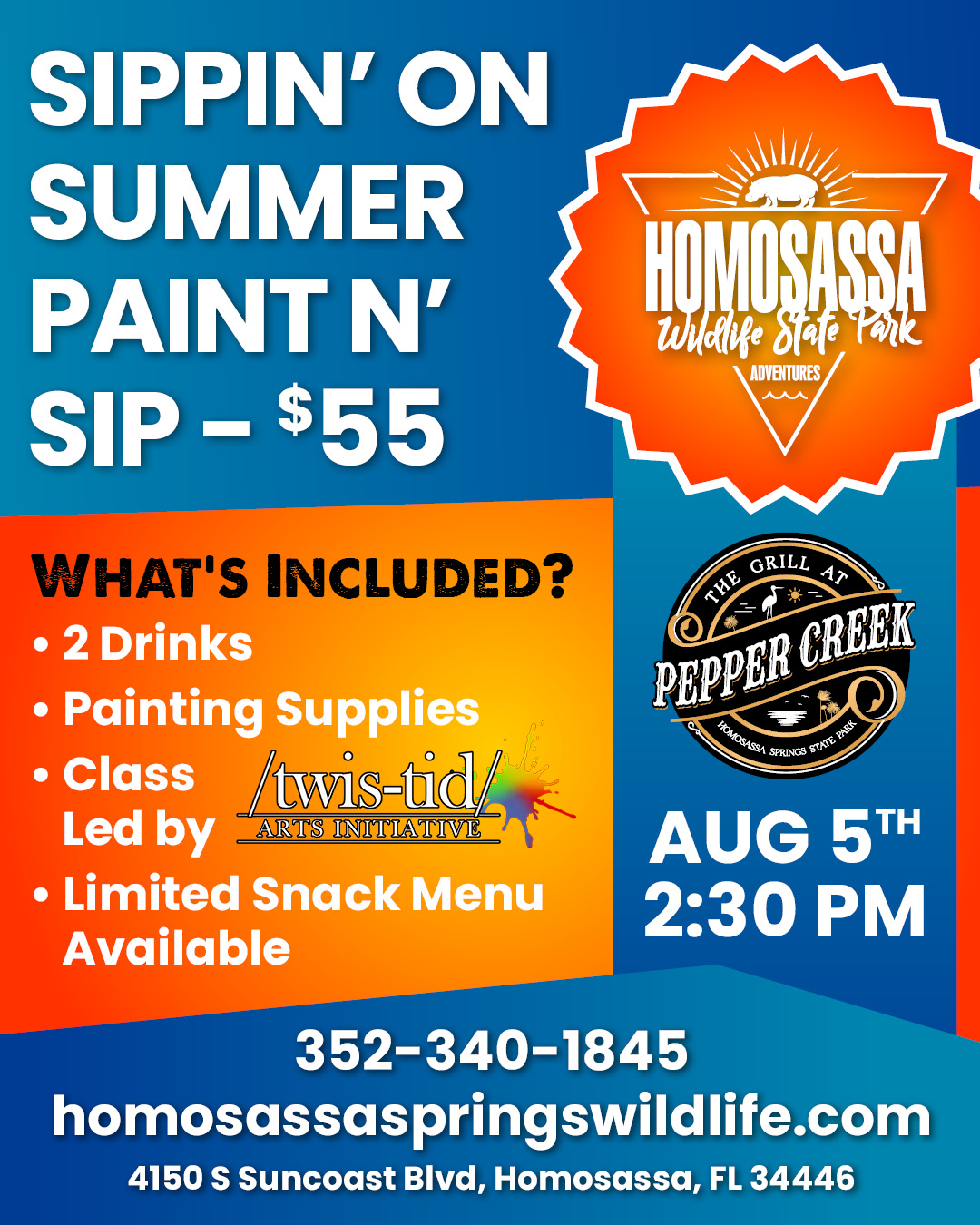 Sippin' on Summer Paint n' Sip | Homosassa Springs Wildlife Adventures